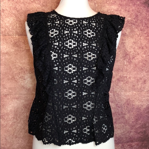 Zara Tops - Zara black lace ruffle shell top